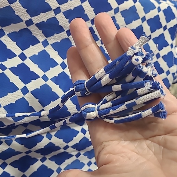 MudPie Blue and White Tank with Tassels - Picture 4 of 4